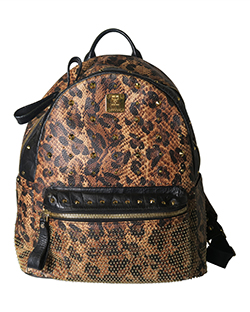 Studded Leopard-Print Backpack,Leather,Leopard Print,L